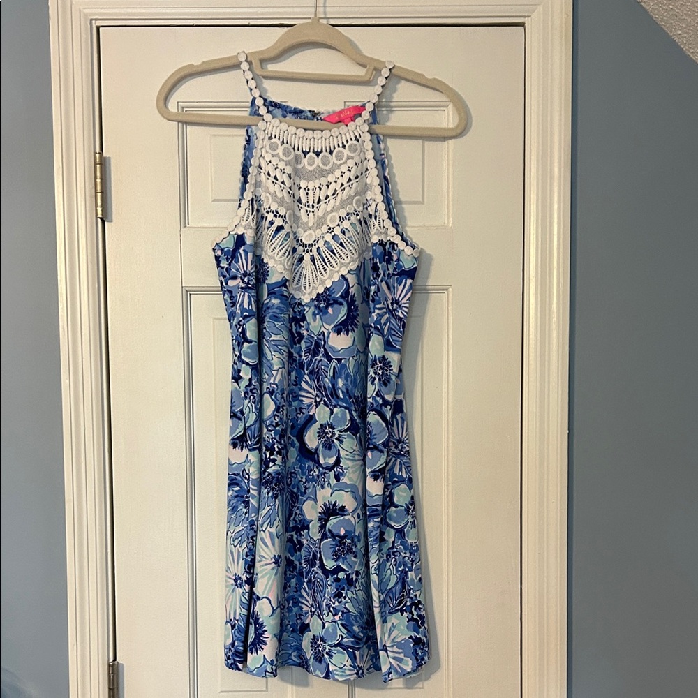 Lilly Pulitzer Blue and White Floral Dress